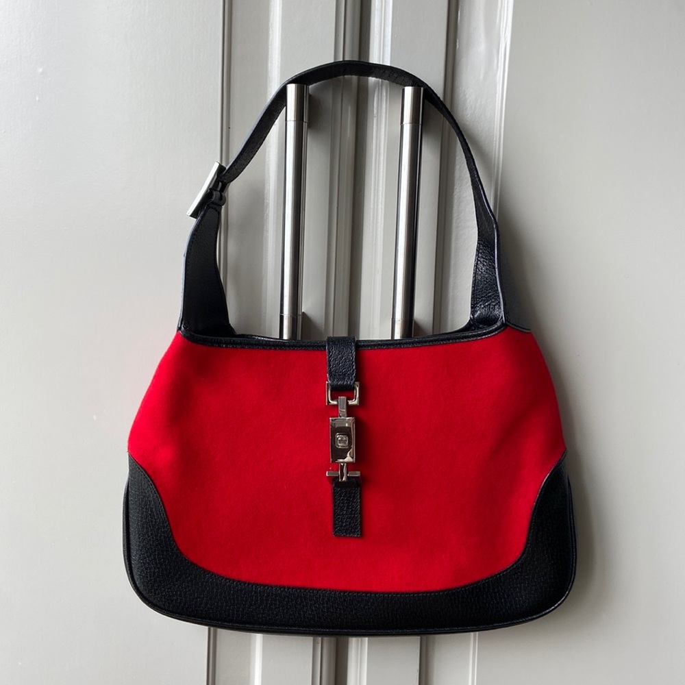GUCCI - Very Red Velvet Jackie 1961 Shoulder Bag (discontinued closure)